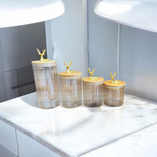 🦌 Vorratsgläser “Gold Deer” – 4er-Set