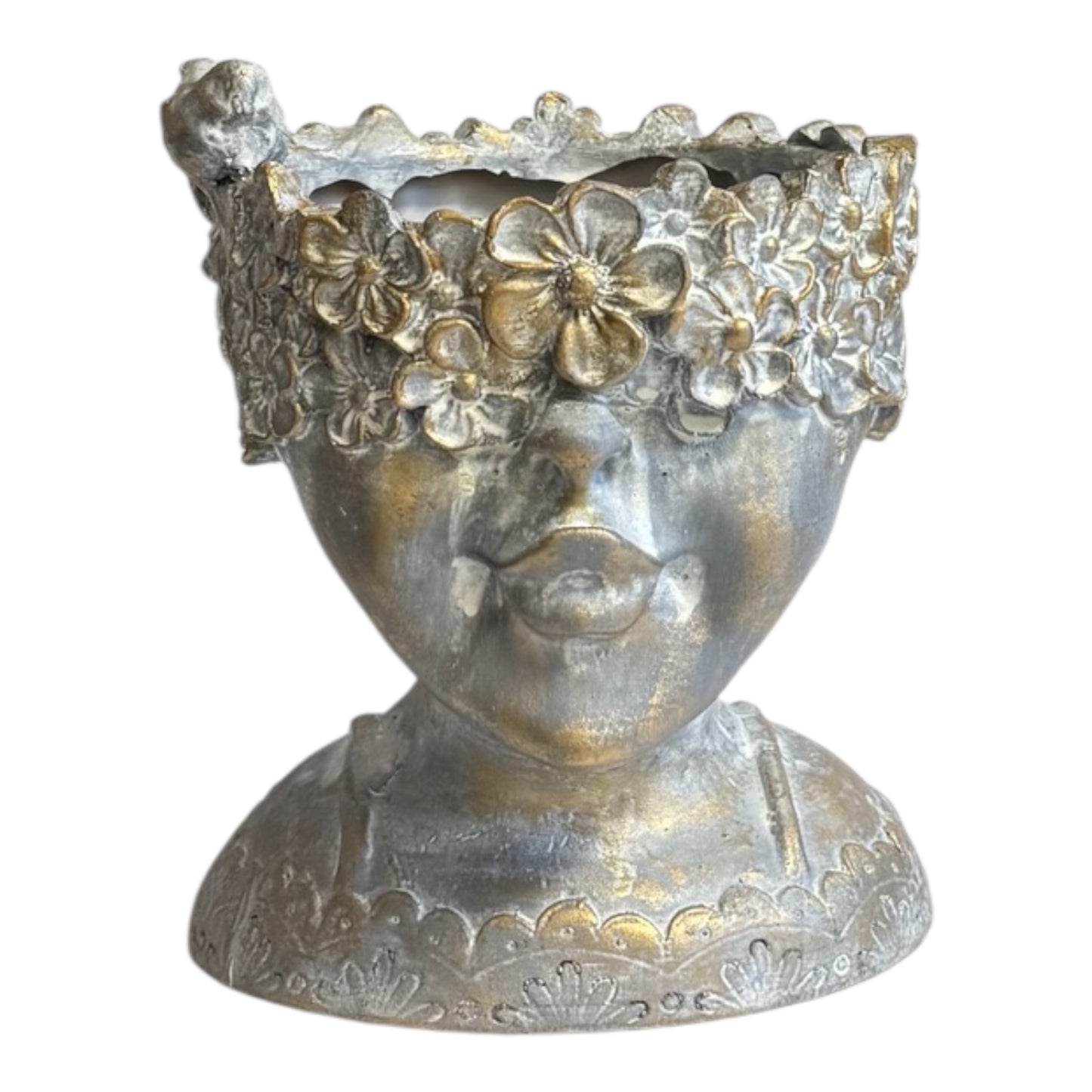 Skulpturaler Blumentopf „Flora“ – in Weiß oder Silber