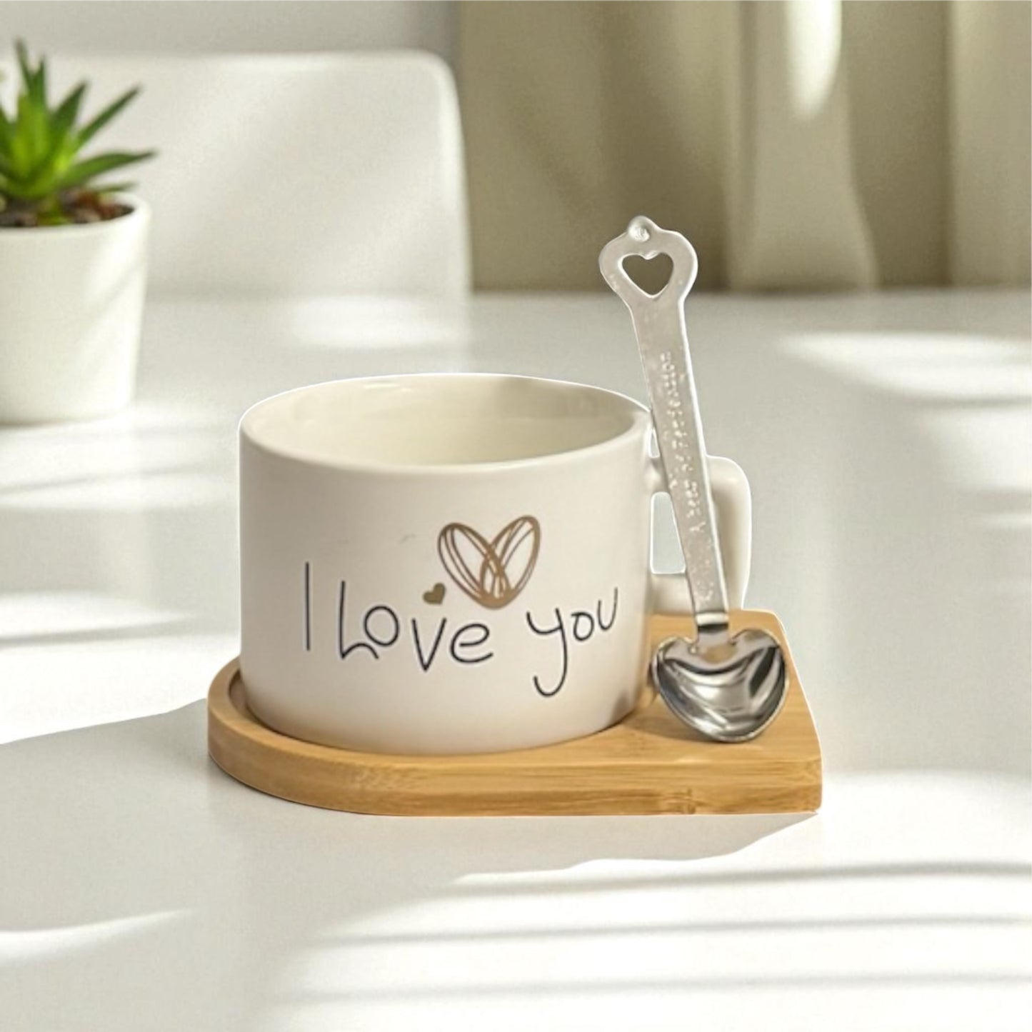 Love Mug – I Love You | Tasse mit Herzlöffel