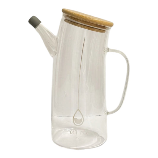 Ölspender aus Glas mit Bambusdeckel – minimalistisches Design (1 L)