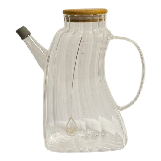 Design-Ölspender aus Glas mit Bambusdeckel – 1 Liter