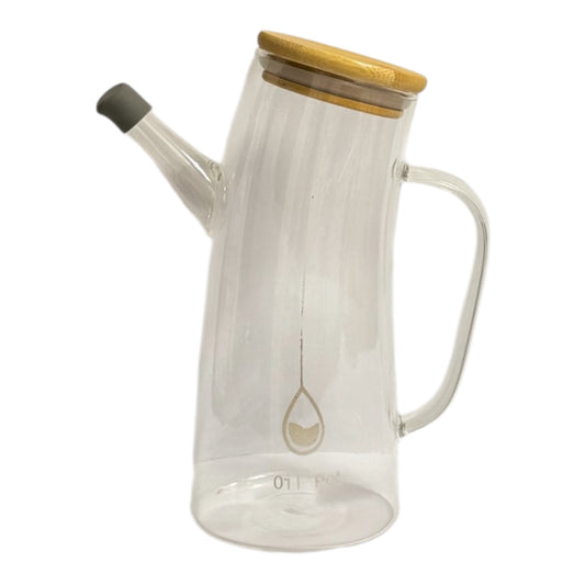 Glas-Ölspender mit Bambusdeckel – klein (0,5 L)
