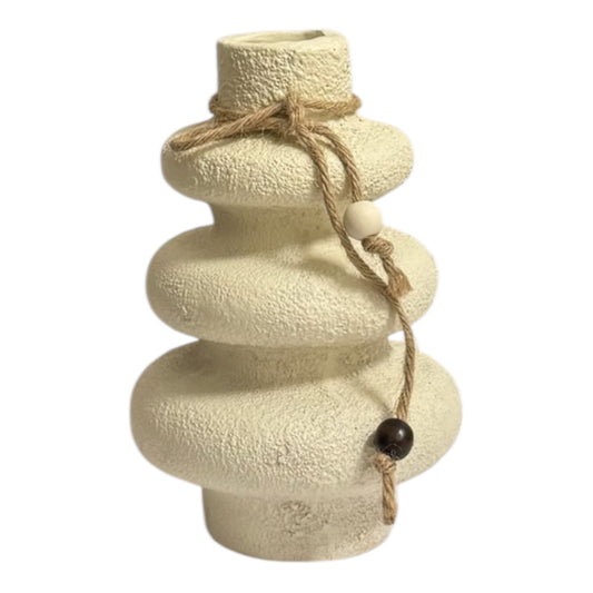 Keramikvase „Zen“ – Sandstein-Look mit Juteband