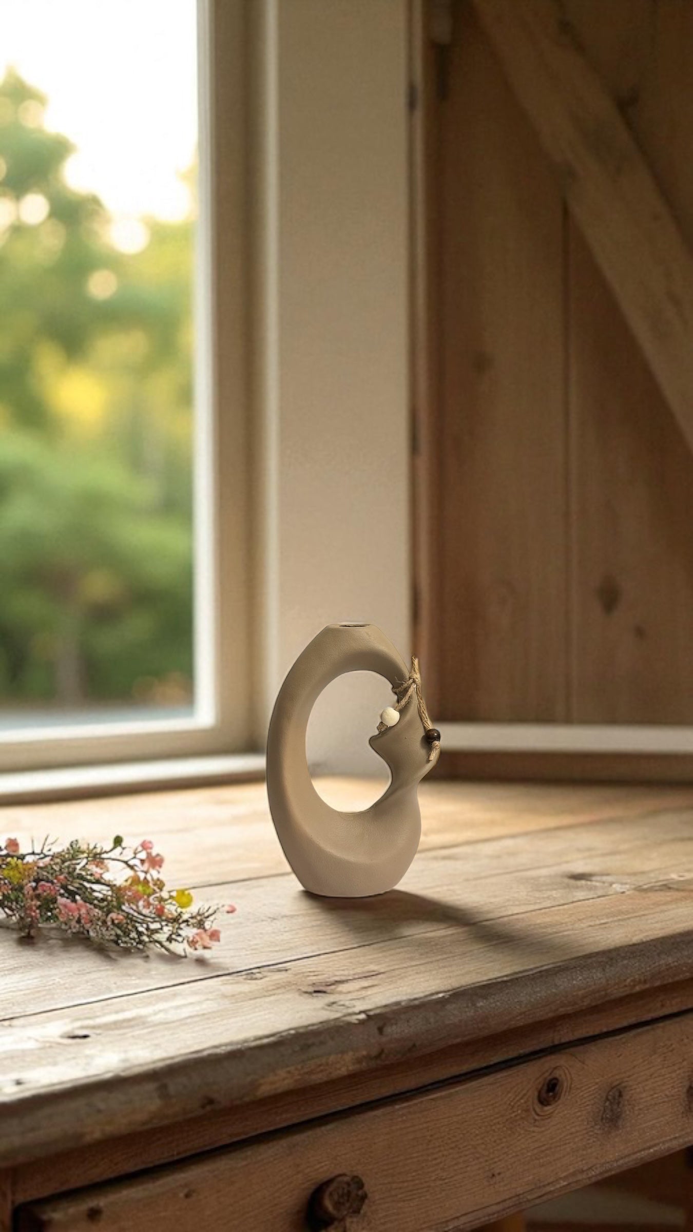 Gesichtsvase „Luna“ – Skulpturales Design in Taupe