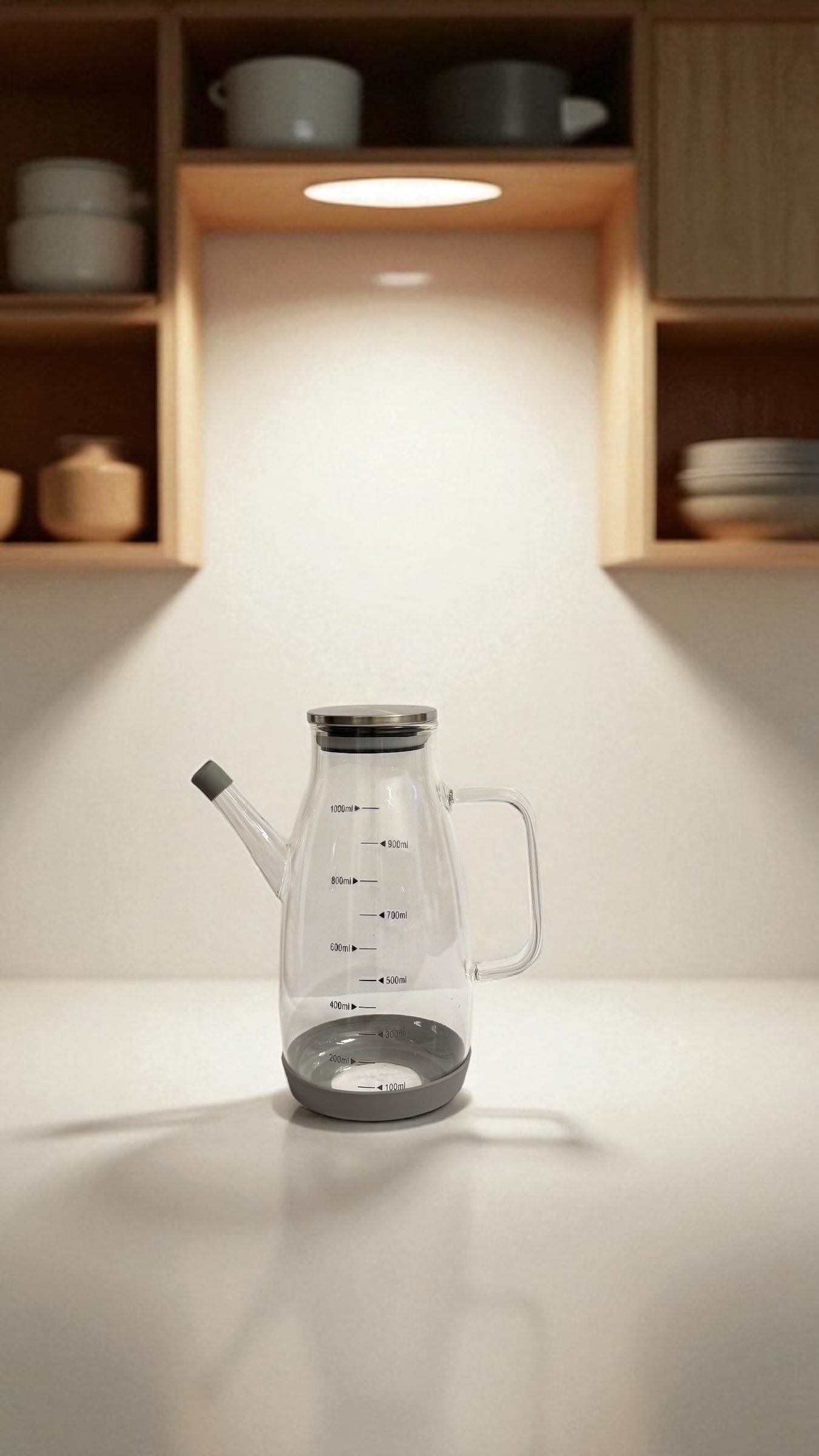 Glasölspender mit Ausgießer & Messskala – 1 Liter