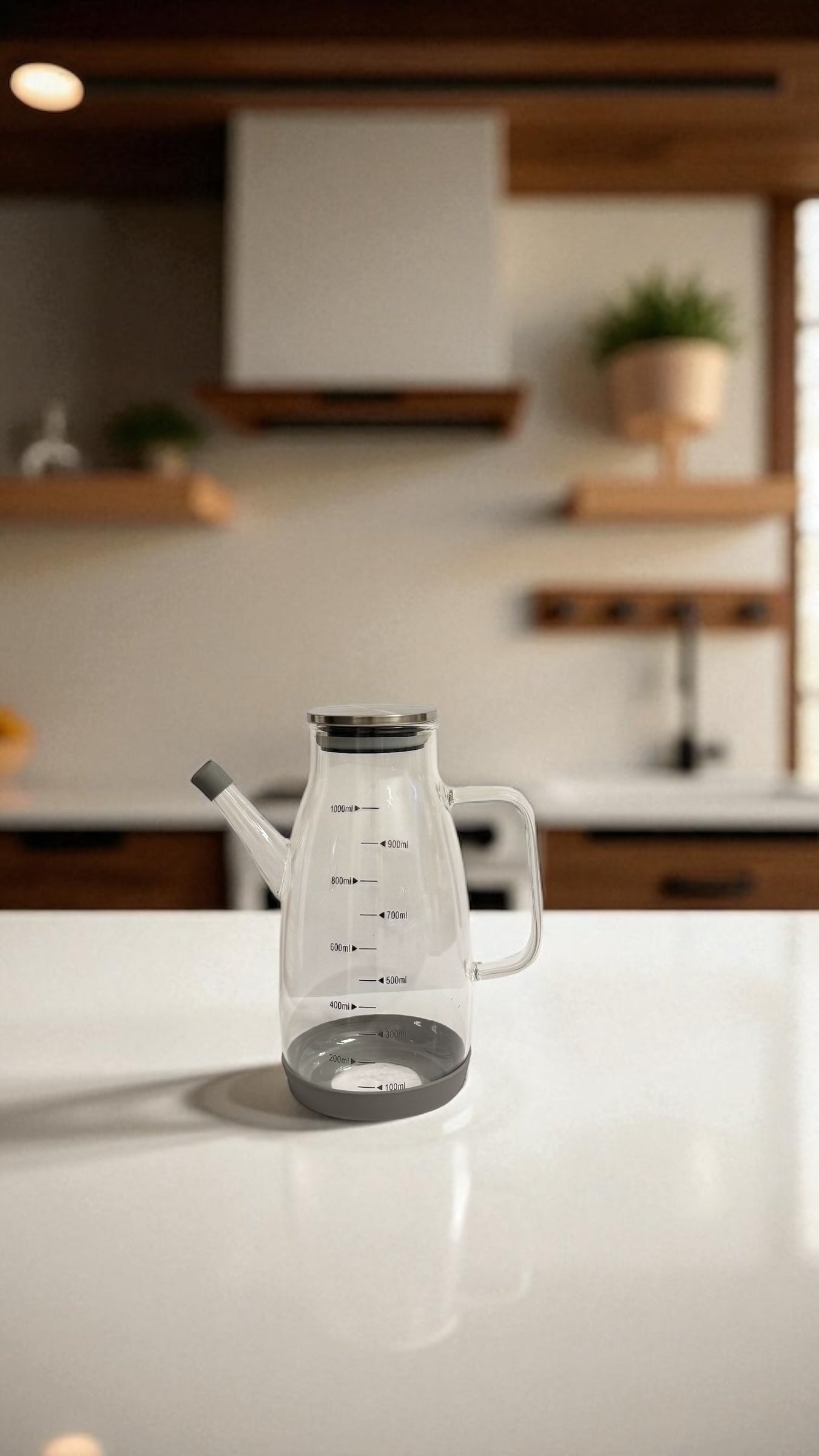 Glasölspender mit Ausgießer & Messskala – 1 Liter