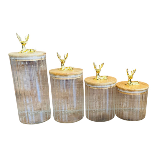 🦌 Vorratsgläser “Gold Deer” – 4er-Set