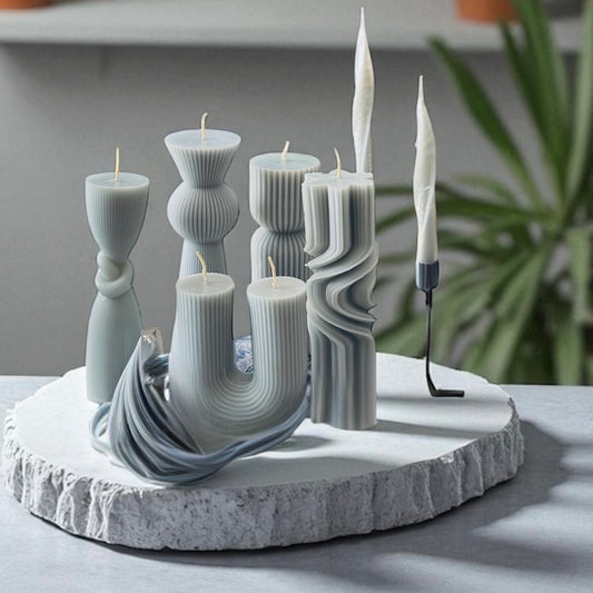 🕯️ Skulpturkerzen-Set „Natural Soft“ – 8-teilig