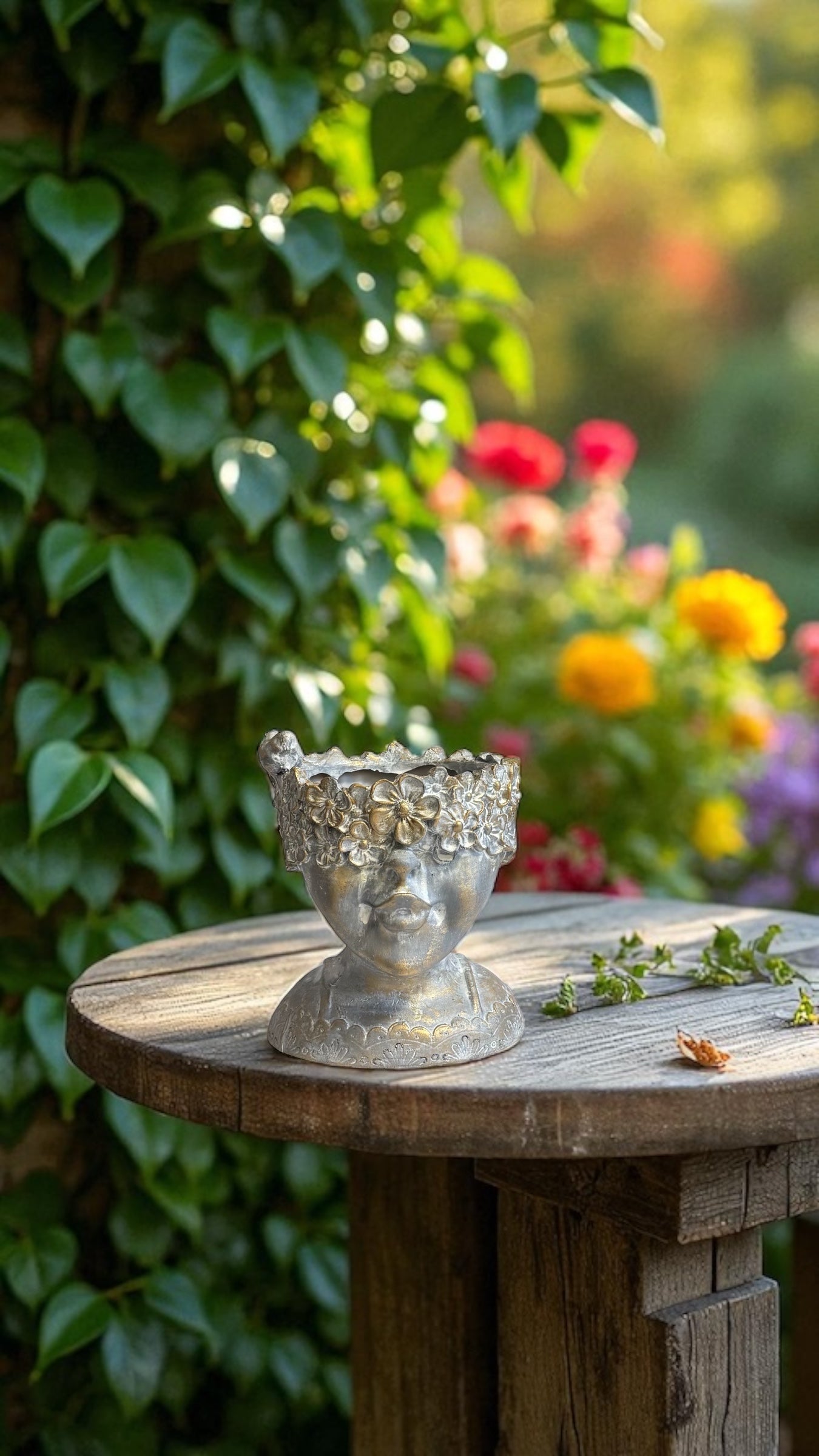 Skulpturaler Blumentopf „Flora“ – in Weiß oder Silber