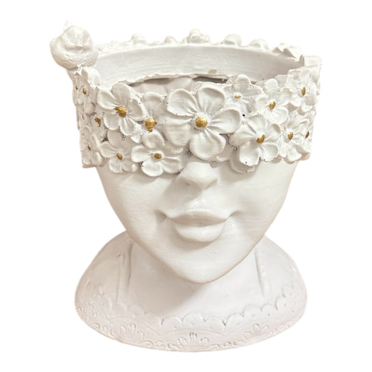 Skulpturaler Blumentopf „Flora“ – in Weiß oder Silber